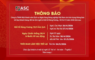 THÔNG BÁO LỊCH NGHỈ LỄ GIỖ TỔ HÙNG VƯƠNG, 30/4 VÀ 1/5 NĂM 2026